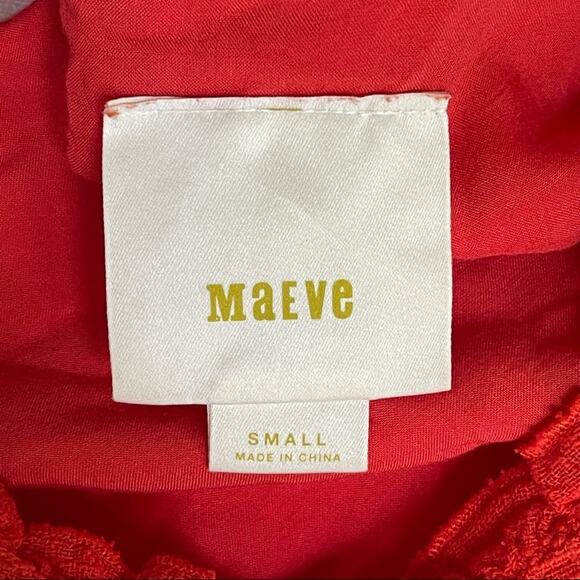 Anthropologie Maeve Cascade Tiered Shell Ruffle Valentine Red Women Size Small - Picture 7 of 8